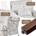 thumbnail image 2 of DREAMSIDEA High Back Floral Accent Chairs Set of 2 for Living Room, Upholstered Lounge Armchair with Lumbar Pillow Comfy Reading Sofa Chair, Rococo Light Gray, 2 of 6