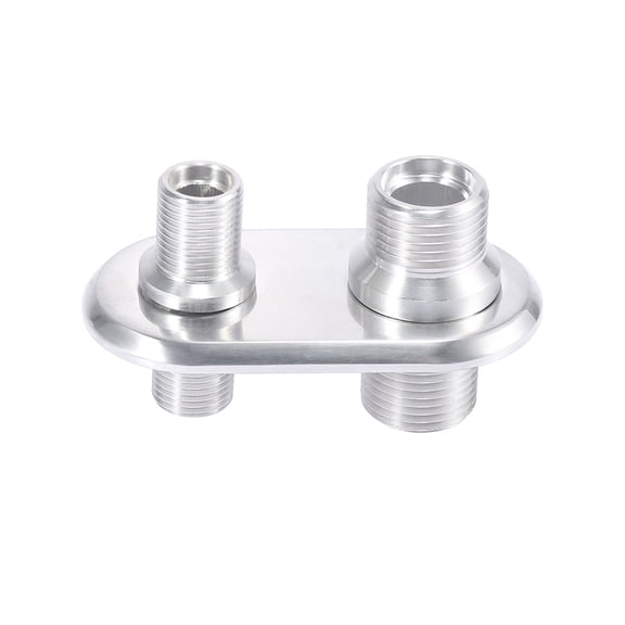 Car 2 Port Inline Firewall Bulkhead Air Condition Heater Fitting Polished Billet Metal Silver Tone