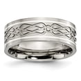 thumbnail image 1 of Titanium 925 Sterling Silver Inlay Celtic Knot 8mm Ring Wedding Designed Precious Metal Man Claddagh   For Dad Mens  For Him, 1 of 10