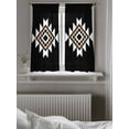 thumbnail image 5 of Black White Beige Boho Curtains 54 Inch Length, Sheer Curtains for Bedroom Living Room Window Western Geometric Aesthetic Rod Pocket Voile Drapes Kitchen Curtains Small Half Window 42"x54" 2 Panels, 5 of 7