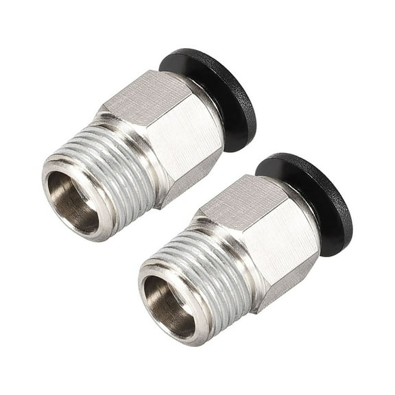 Straight Pneumatic Push to Quick Connect Fittings,1/8NPT Male x 4mm Tube OD Silver Tone 2pcs