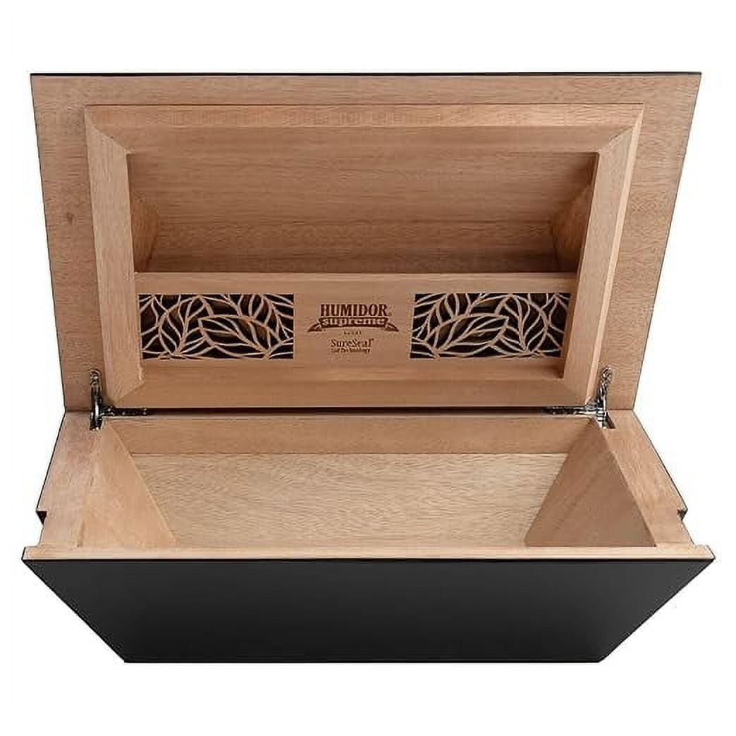 Humidor Supreme Aria Desktop Cigar Storage Modern, Holds 40-80 Cigars, Black