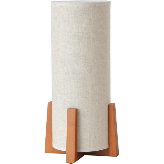 KUNJOULAM Modern Small Table Lamps, Nightstand Lamp with Linen Fabric Shade, Cylinder Bedside Table Lamp for Bedroom, Cafe, Living Room Home Decor