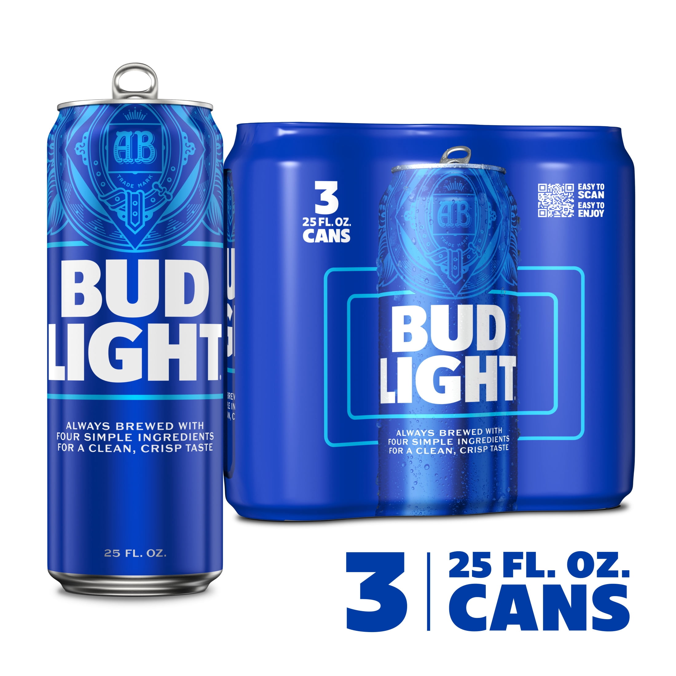 Bud Light American Light Lager Beer 3 Pack 25 fl oz Aluminum Cans