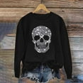 thumbnail image 5 of YOIAVAIOY Womens Halloween Sweatshirt Sequin Skull Graphic Sweatshirts Casual Loose Fit Pullover Tops Festival Casual Clothes Black M, 5 of 5