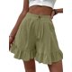 thumbnail image 1 of Txlixc Pantalones cortos casuales de verano para mujer, pantalones de pierna ancha de cintura alta de color sólido con dobladillo con volantes, S/ M/ L/ XL/ XXL Txlixc Estilo de ocio, 1 of 3