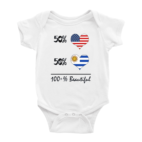 50% Uruguayan + 50% American = 100+% Beautiful Funny Baby Bodysuit For Boy Girl