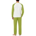 thumbnail image 6 of OIOLOYJM Men's Pajama Sets Casual Raglan Long Sleeve Henley Shirts with Bottoms Sets Soft Comfy Lounge Breathable Sleepwear Fluorescent Green M, 6 of 6