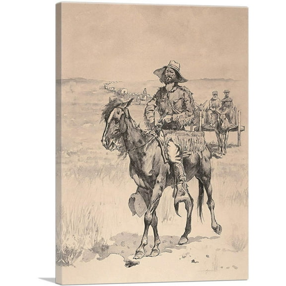 ARTCANVAS On The Way To The Platte 1890 Canvas Art Print by Frederic Remington - Size: 26" x 18" (0.75" Deep)