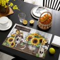 thumbnail image 3 of Yellow Sunflowers Placemats Set of 6, Western Star Farmhouse White Wooden Placemats for Dining Table, Place Mats for Kitchen Tabletop, Waterproof Wipeable Dining Table Mats Set, 3 of 9