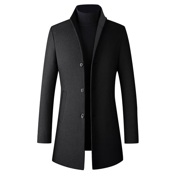 EGNMCR Jackets for Men Men's Single-breasted Solid Color Fashion Suit Business Casual Suit Wool Coat