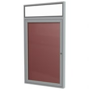 Ghent 36"x30" 1-D Silver Aluminum Lit Headliner Fabric Letterboard Red