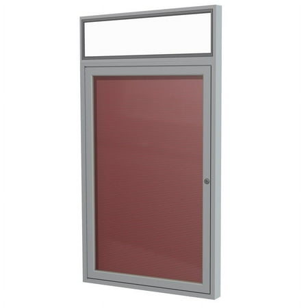 Ghent 36"x30" 1-D Silver Aluminum Lit Headliner Fabric Letterboard Red
