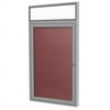 Ghent 36"x24" 1-Door Silver Aluminum Headliner Fabric Letterboard Red