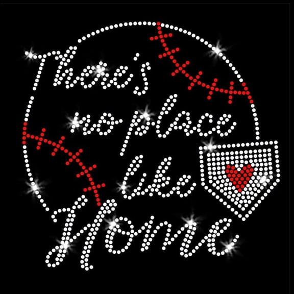 There's No Place Like Home Baseball Iron-on Clear Rhinestone and Rhinestud Transfer by JCS Rhinestones