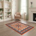 thumbnail image 2 of ODIKA 4'x6' Terracotta Sunset Geometric Washable Area Rug Artistic Floral Motif With Bold Borders And Modern Non-Slip, Chair-Friendly, Flatwoven for Home Office, Under Desk, 2 of 7