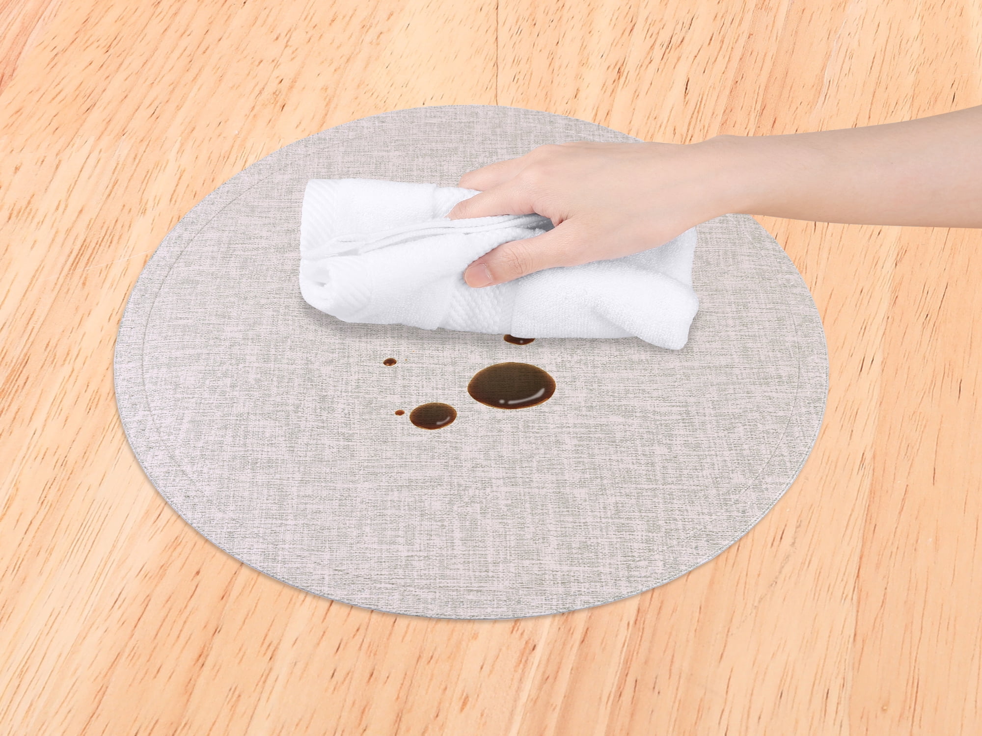 Unique Bargains Set of 6 PU Placemats for Kitchen Cream 15*15in