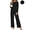 Black, variant on UVN Fall Womens 2 Piece Pajamas Set Loungewear Long Sleeve Tops and Pants Soft Lounge Sets