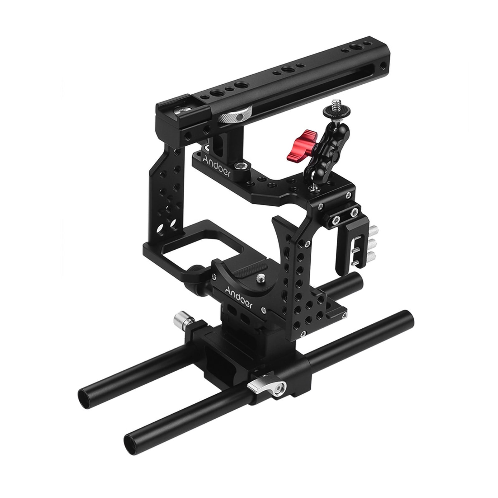 Andoer Camera Cage + Handle + 15mm Rod Baseplate Kit Video Film Movie