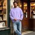 thumbnail image 5 of Delconic Men's Crewneck Sweatshirt - Basic Long Sleeve Pullover for Casual & Athletic Wear Light Purple M, 5 of 6
