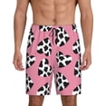 thumbnail image 1 of Balery heart with cow Pantalones cortos de pijama de punto de algodón para hombre con cinturilla y bolsillos-Small, 1 of 6