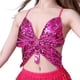 thumbnail image 3 of Top corto de mariposa con lentejuelas brillantes, camiseta sin mangas tribal para discoteca, ropa de baile, sujetador halter Rosa roja, 3 of 9