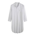 thumbnail image 2 of Charella Men's Long-Sleeved Button-Down Nightgown Pajamas White,XXL, 2 of 6