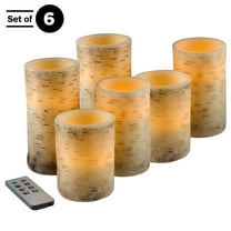 Lavish Home 6-Pack of Faux Birch Bark Battery Operated Flameless Candles