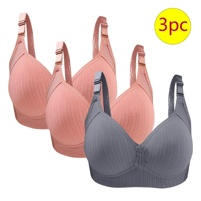 Bras for Women, 3PC Womans Large Size Solid Color Without Steel Ring Gathering Comfortable Bras Daily Bra