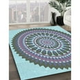 thumbnail image 3 of Ahgly Company Machine Washable Indoor Rectangle Transitional Blue Lagoon Blue Area Rugs, 6' x 9', 3 of 7