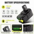 thumbnail image 2 of 2-Pack 18V Battery 8.0Ah Lithium for Ryobi 18VOLT Cordless Tools P108 P107 P105 P104, 2 of 8