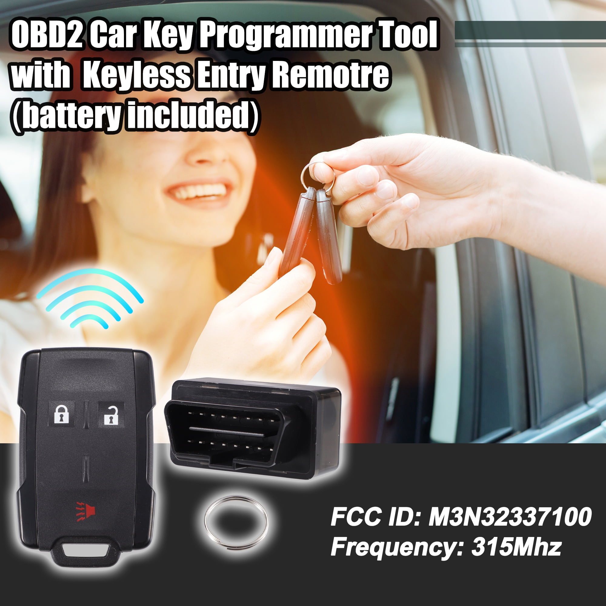 Unique Bargains 1 Set M3N32337100 315Mhz OBD2 Key Programmer Tool with Keyless Entry Remote Key Fob for GMC Sierra 14-18
