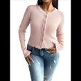 thumbnail image 2 of Suéter Tipo Cárdigan de Cuello Redondo Ajustado para Mujer, con Botones y Prenda Básica de Punto Albaricoque XL, 2 of 9