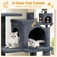 thumbnail image 6 of Costway 44” Tall Multi-level Cat Tree with Cushion Top Perch, 2-Entrance Large Cat Condo Dark Gray, 6 of 11