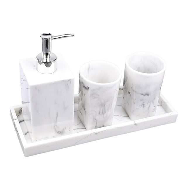 veasfak Bathroom Accessories Set, Lotion Bottle Nordic Tray Modern Resin Essential