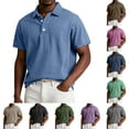 thumbnail image 5 of Chiccall Men's Plus Size Short Sleeve Shirts 3 Buttons Casual Loose Solid Color Collared T Shirt, 5 of 5