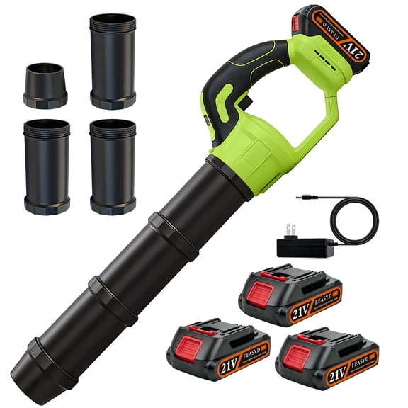 BAOKALER Cordless Leaf Blower, 580CFM/180MPH, 2 Speed Mode with 3 x 2.0Ah Batteries for Lawn Care & Blowing Leaves, Green