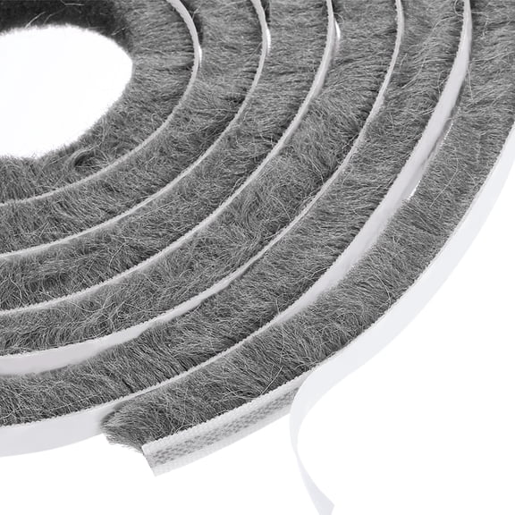 Uxcell Pile Weather Stripping Self Adhesive Weatherstripping Brush Fuzzy Door Seal Strip Gray 16ftx3/8"x5/8"