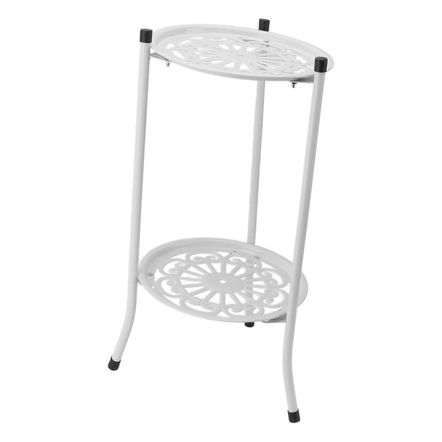 Plant Stand, 2 Tier Tall Metal Potted Holder Rack Robust Heavy Duty Corner Shelf Rustproof for Balcony Entryway Garden
