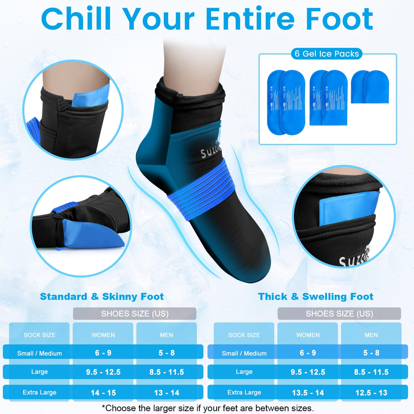 SuzziPad Cold Therapy Socks & Hand Ice Pack, Cold Gloves for