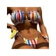 thumbnail image 2 of VISgogo - Conjunto de bikini de dos piezas para mujer, sin tirantes, sin mangas, con estampado de rayas y calzoncillos con cordones VISgogo moda, 2 of 8
