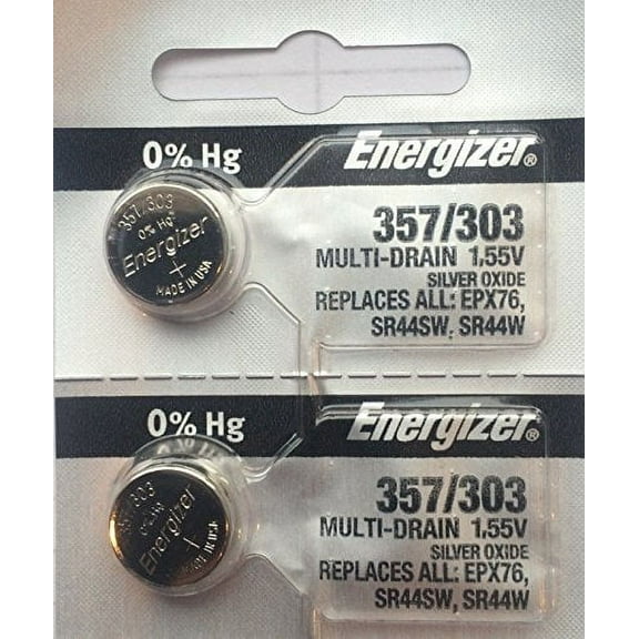 Energizer Battery 357/303 Multi Drain Silver Oxide 1.55V ((2pcs per Pack)