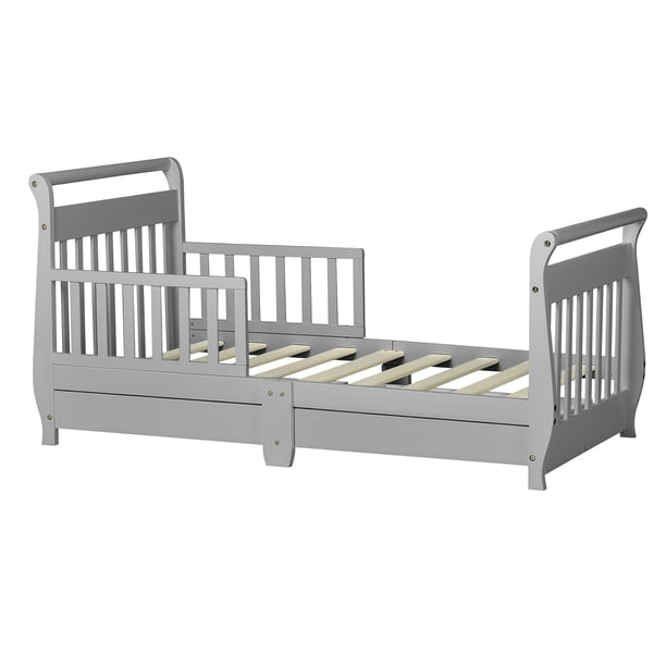 Dream On Me Toddler Sleigh Bed with Storage, Multiple Finishes