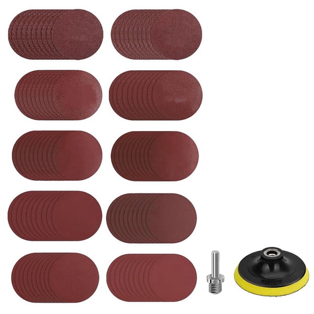 Discos de Lijado para Amoladora Angular de 4 Pulgadas, 100 Discos de Papel de Lija con Almohadilla de Respaldo de Hebilla de 4 Pulgadas y Adaptador de Taladro de 1/4 Pulgada