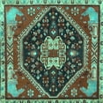 thumbnail image 1 of Ahgly Company Machine Washable Indoor Square Persian Turquoise Blue Traditional Area Rugs, 4' Square, 1 of 4