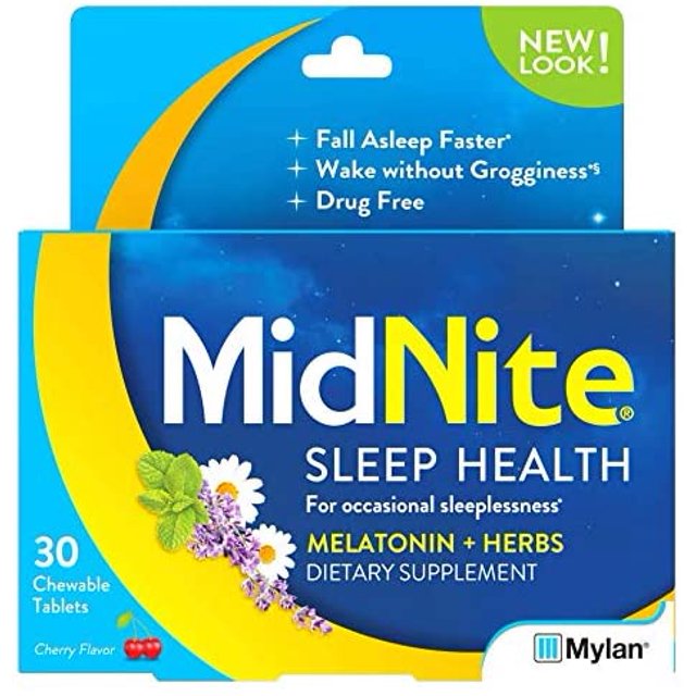 Suplemento Melatonina y Hierbas Ayuda para Dormir con Sabor a Cereza 30 Tabletas Masticables MidNite MN-6646464S