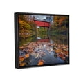 thumbnail image 3 of Stupell Autumnal Foliage River Bridge Landscape Photography Black Floater Framed Art Print Wall Art, 3 of 6