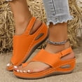 thumbnail image 2 of Orthopedic Sandals for Women Low Wedge Arch Support Flip Flops Hook and Loop Slingback Summer Outdoor Nonslip Walking Shoes Orange Size 7, 2 of 6