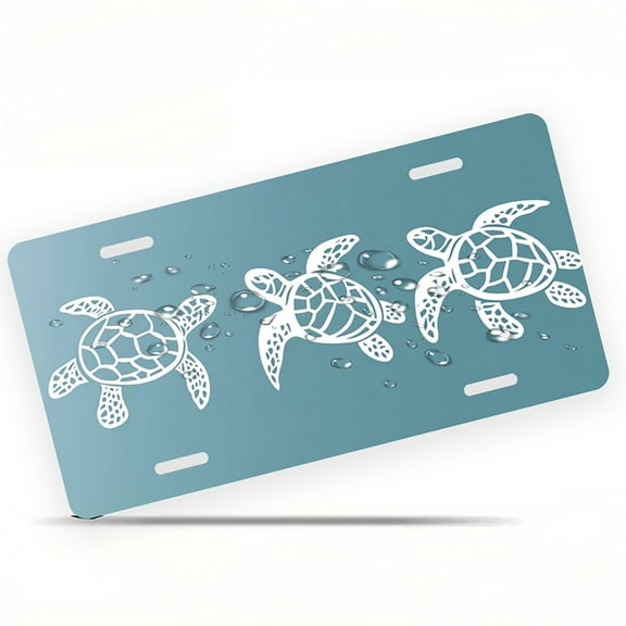 Swimming Turtles Front License Plate, Metal License Plate, Funny Standard Plates Personalized Novelty Decorative For Men/Women/Boys/Girls Car 6×12 Inch