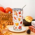 thumbnail image 4 of Fall Tumbler with Lid and Straw Maple Leaf Stainless Steel Cup 20oz Watercolor Orange Leaves Tumbler Cup Autumn Travel Coffee Mug for Fall Harvest Thanksgiving Decor Gift Supplies, 4 of 6